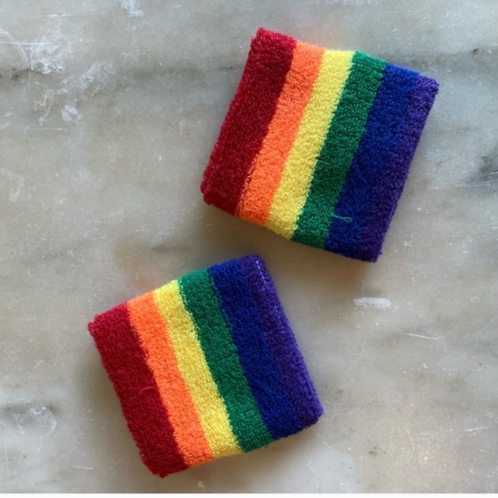 Rainbow Stripe Kids Wristbands - Colorful Sweatbands
